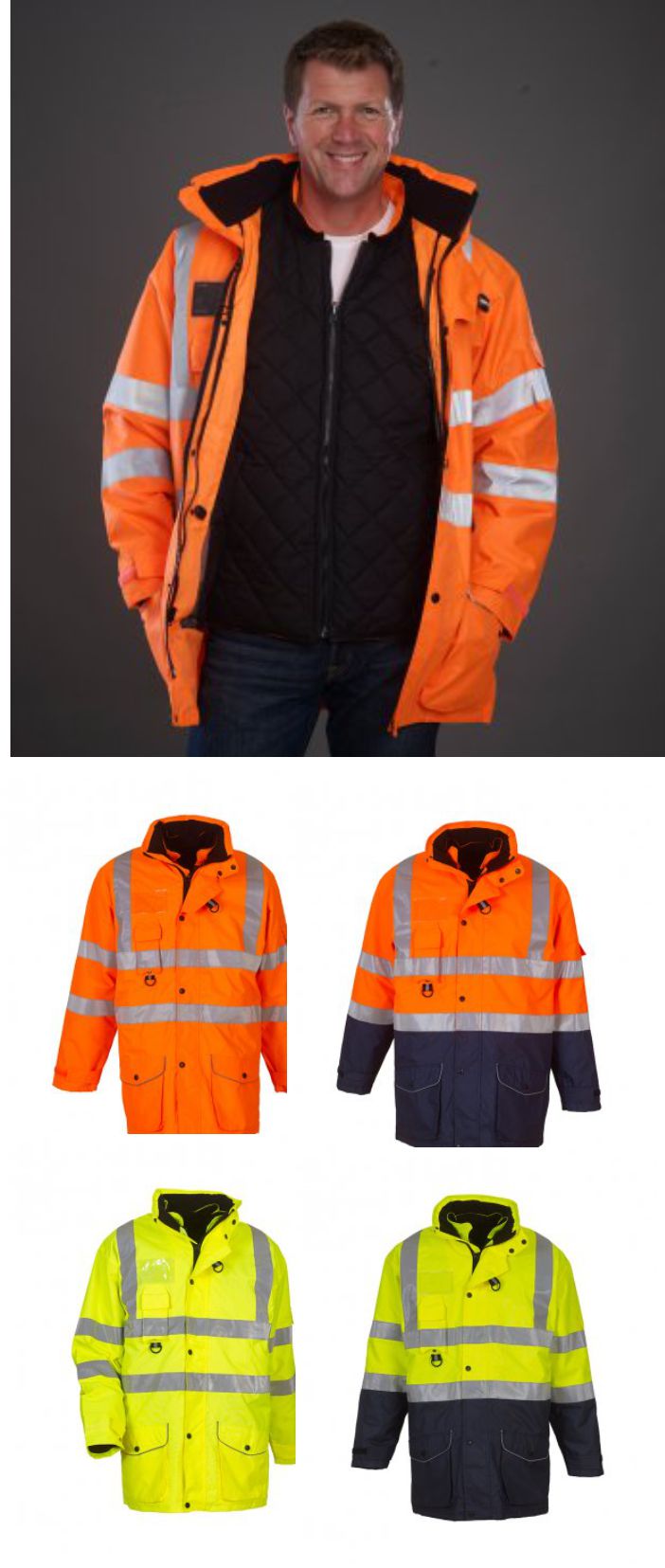 YK209 Yoko Hi-Vis Multi Function 7 in 1 Jacket - Click Image to Close